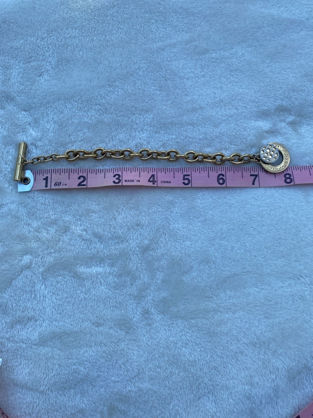 Coach Gold-Tone Toggle Chain Bracelet with Pave Charm - Picture 9 of 9